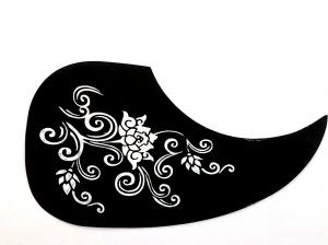 ACOUSTIC GUITAR FLOWER PICK GUARD BLACK PEEL AND STICK ON